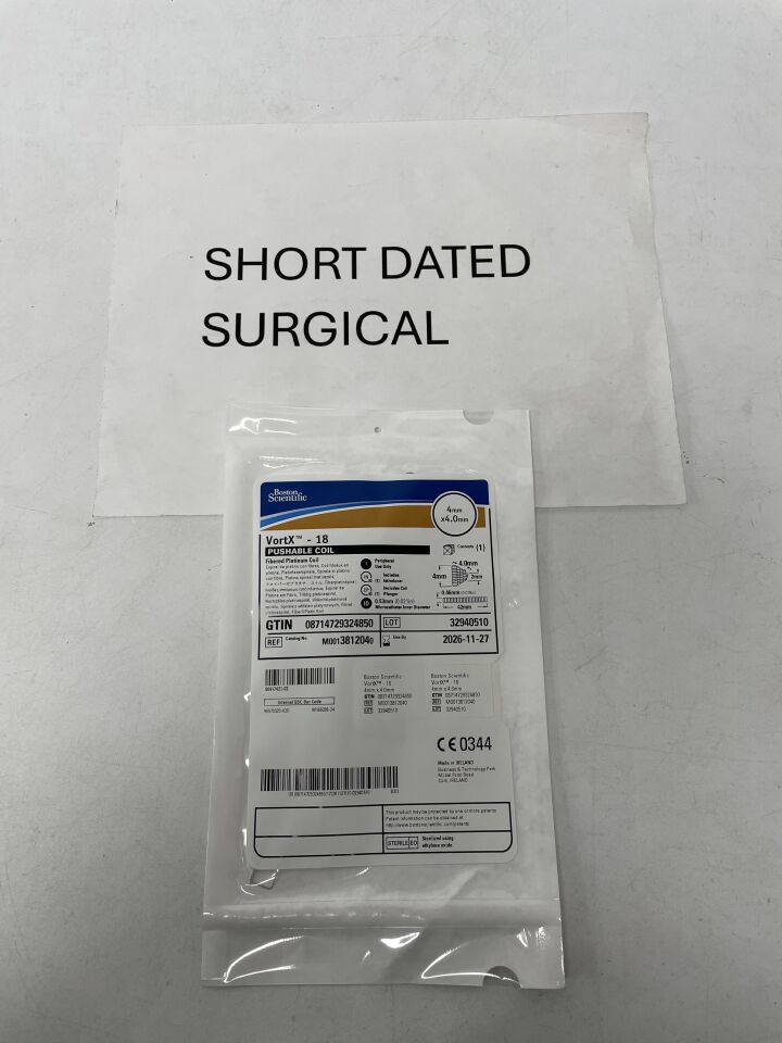 381204 - BOSTON SCIENTIFIC - VortX - 18 Pushable Fibered Platinum Coil - 4mm x 4.0mm, (EA)