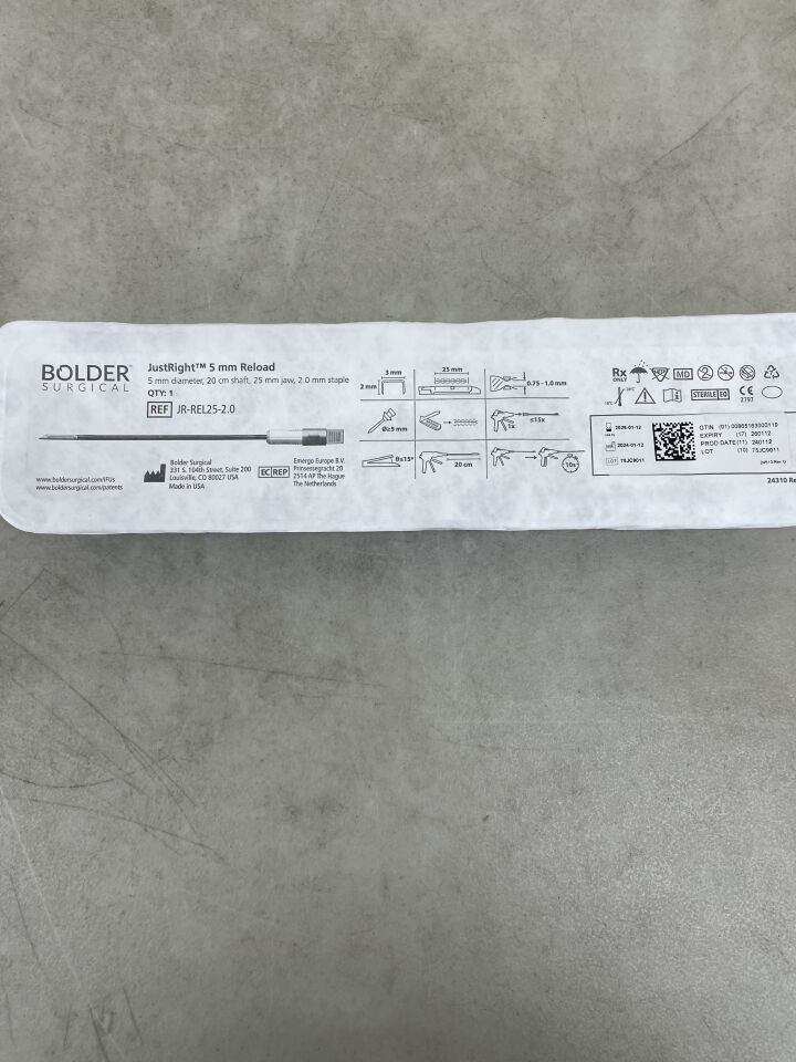 JR-REL25-2.0 - BOLDER SURGICAL - JustRight Surgical Stapler Reload 5 mm Shaft Diameter, 20 cm Shaft Length, (EA)