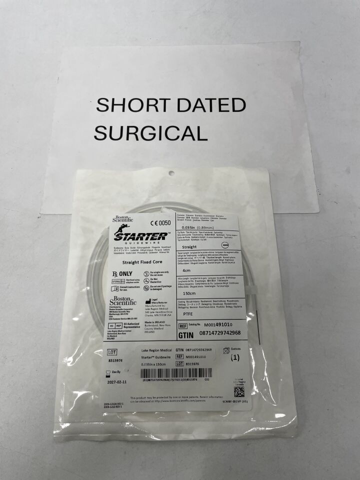 49101 - BOSTON SCIENTIFIC - STARTER Guidewire - Straight Fixed Core - 4cm Taper - PTFE - .035" x 150cm, (EA)