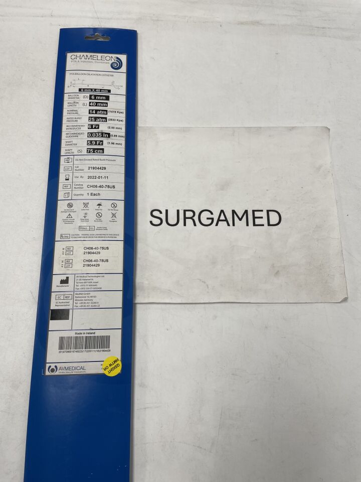 CH06-40-75US - COVIDIEN - Chameleon PTA Balloon Dilatation Catheter - 6mm x 40mm x 75cm (L), (BX/1)