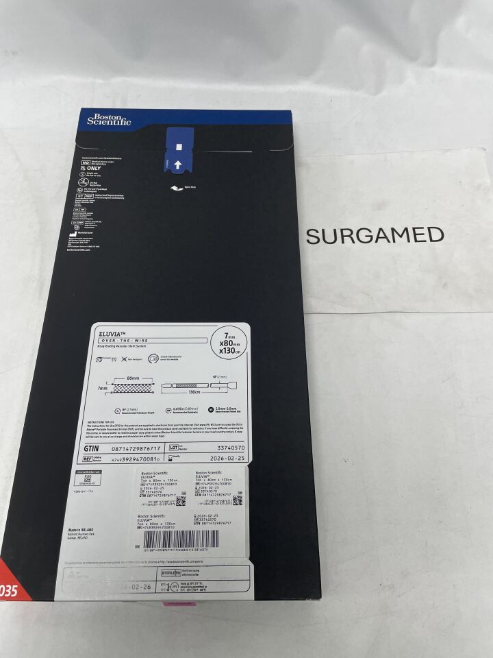 3929470081 - BOSTON SCIENTIFIC - ELUVIA Drug-Eluting Vascular Stent System - OTW - 7mm x 80mm x 130cm, (BX/1)