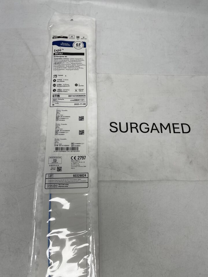 08641121 - BOSTON SCIENTIFIC - Expo Angiographic Catheter - MPA2 - 6Fr x .041"/.038" x 100cm (L) - UOM EA - expiration 2023-11-08, (EA)