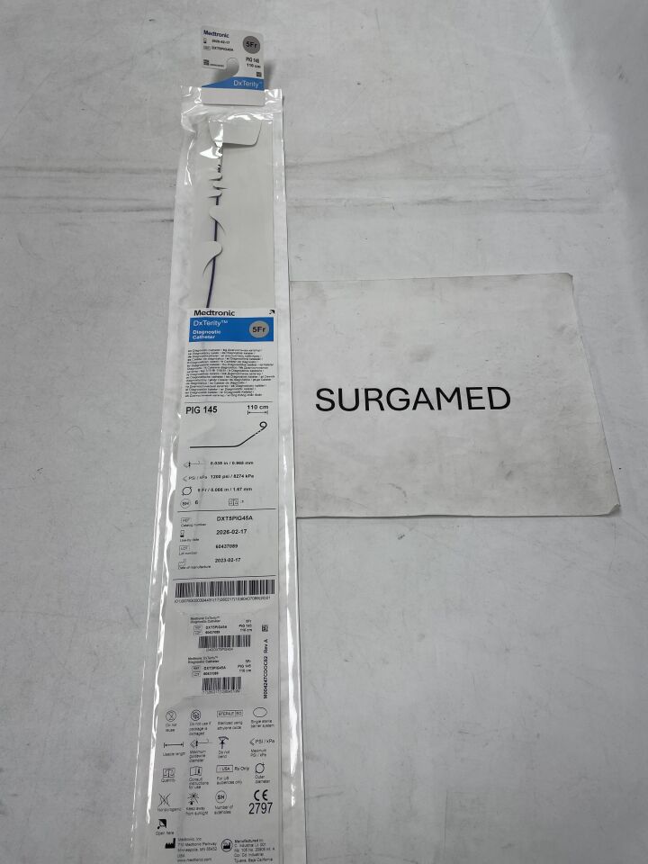 DXT5PIG45A - MEDTRONIC - DxTerity Diagnostic Catheter - PIG 145 - 5Fr x .038" x 110cm (L), (EA)