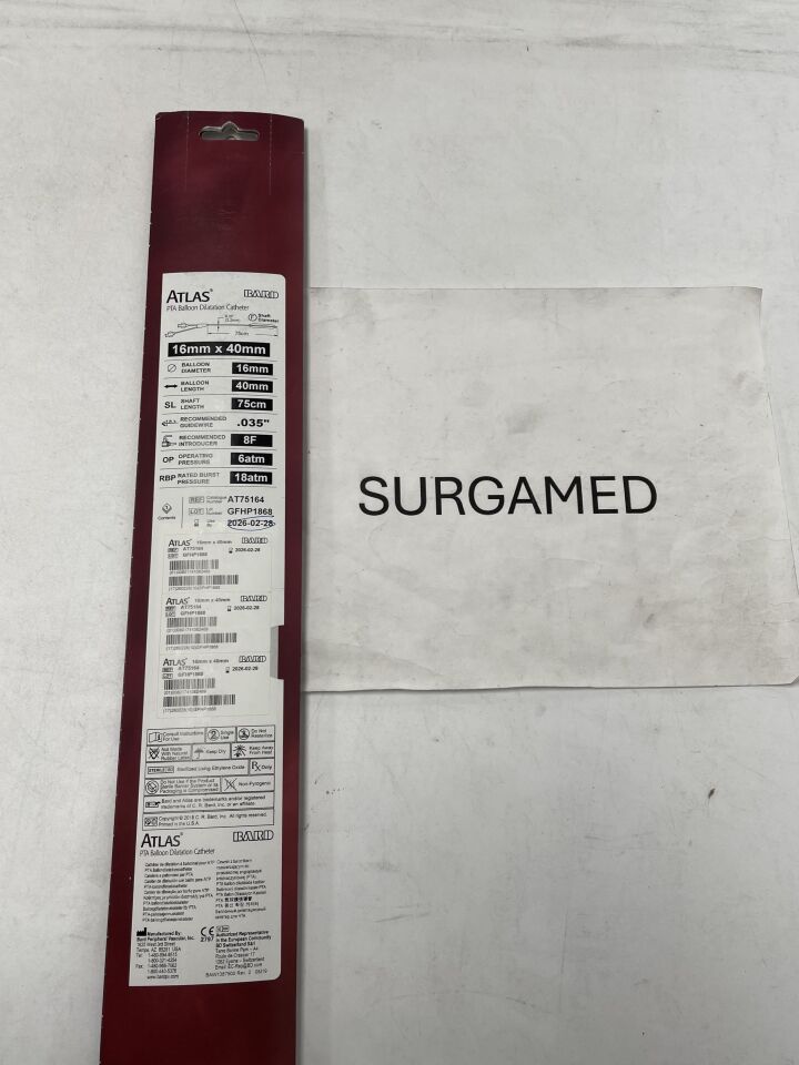 AT75164 - BARD - Atlas PTA Balloon Dilatation Catheter - 16mm x 40mm x 75cm (L), (BX/1)