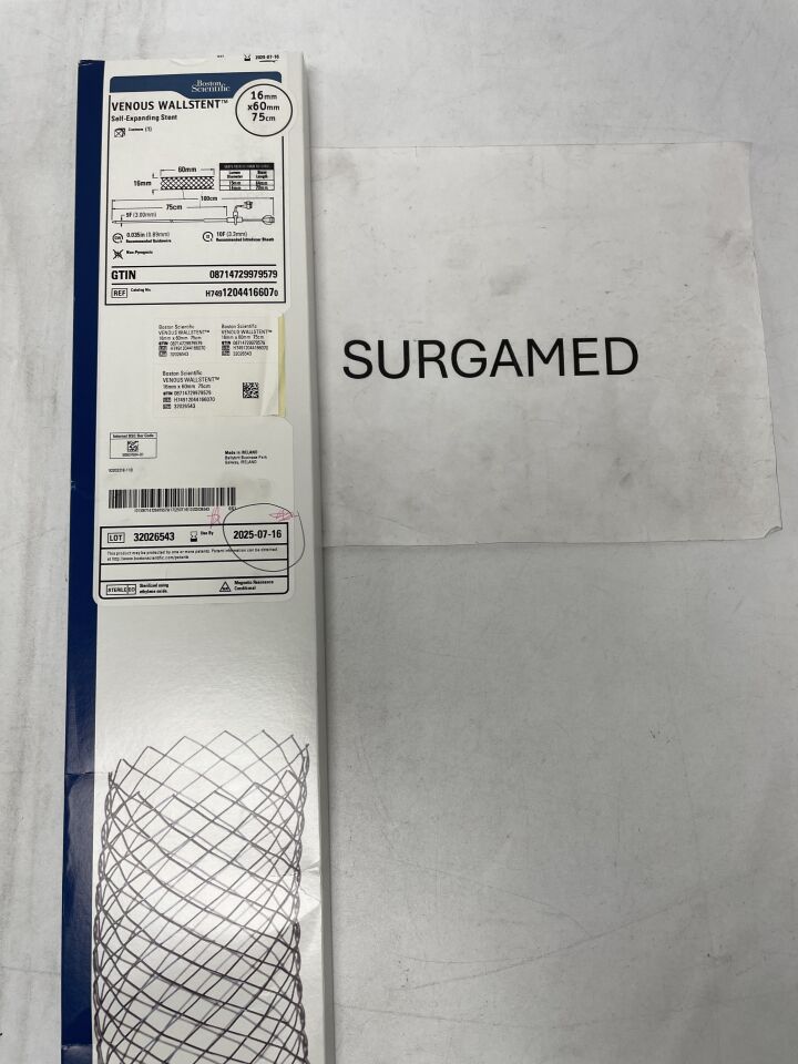 1204416607 - BOSTON SCIENTIFIC - VENOUS WALLSTENT Self-Expanding Stent - 16mm x 60mm x 75cm (L), (BX/1)