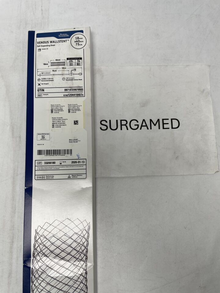 1204418407 - BOSTON SCIENTIFIC - VENOUS WALLSTENT Self-Expanding, 10F x 18mm x 40mm x 75cm (L), (BX/1)