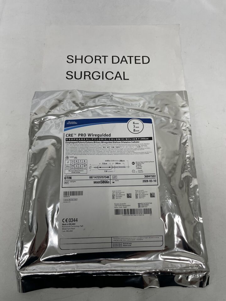 5866 - BOSTON SCIENTIFIC - CRE PRO Wireguided Balloon Dilatation Catheter - Esophageal/Pyloric/Colonic/Biliary - 6mm x 7mm x 8mm, (EA)