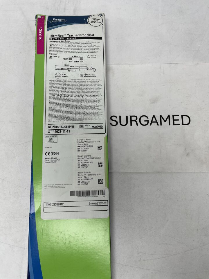 7665 - BOSTON SCIENTIFIC - Ultraflex Tracheobronchial Covered Distal Release Stent System - 18mm x 60mm (L), (BX/1)