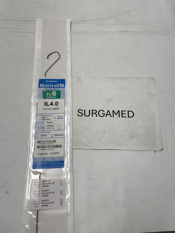 40-6373 - TERUMO - Heartrail III Guiding Catheter - IL4.0 - GC-U6IL400N - 6Fr x .071" x 100cm (L) - UOM EA - expiration 2026-02-28, (EA)