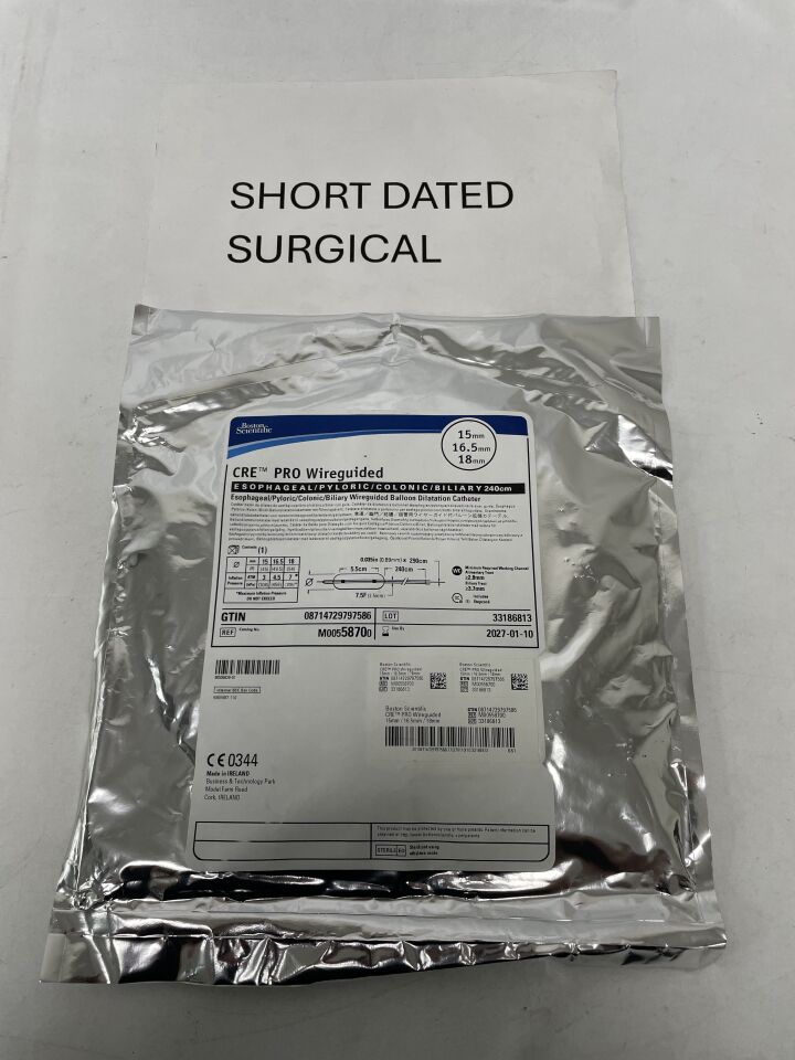 5870 - BOSTON SCIENTIFIC - CRE PRO Wireguided Balloon Dilatation Catheter - Esophageal/Pyloric/Colonic/Biliary - 15mm x 16.5mm x 18mm, (EA)