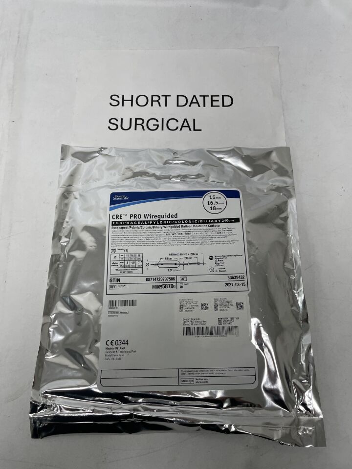 5870 - BOSTON SCIENTIFIC - CRE PRO Wireguided Balloon Dilatation Catheter - Esophageal/Pyloric/Colonic/Biliary - 15mm x 16.5mm x 18mm, (EA)