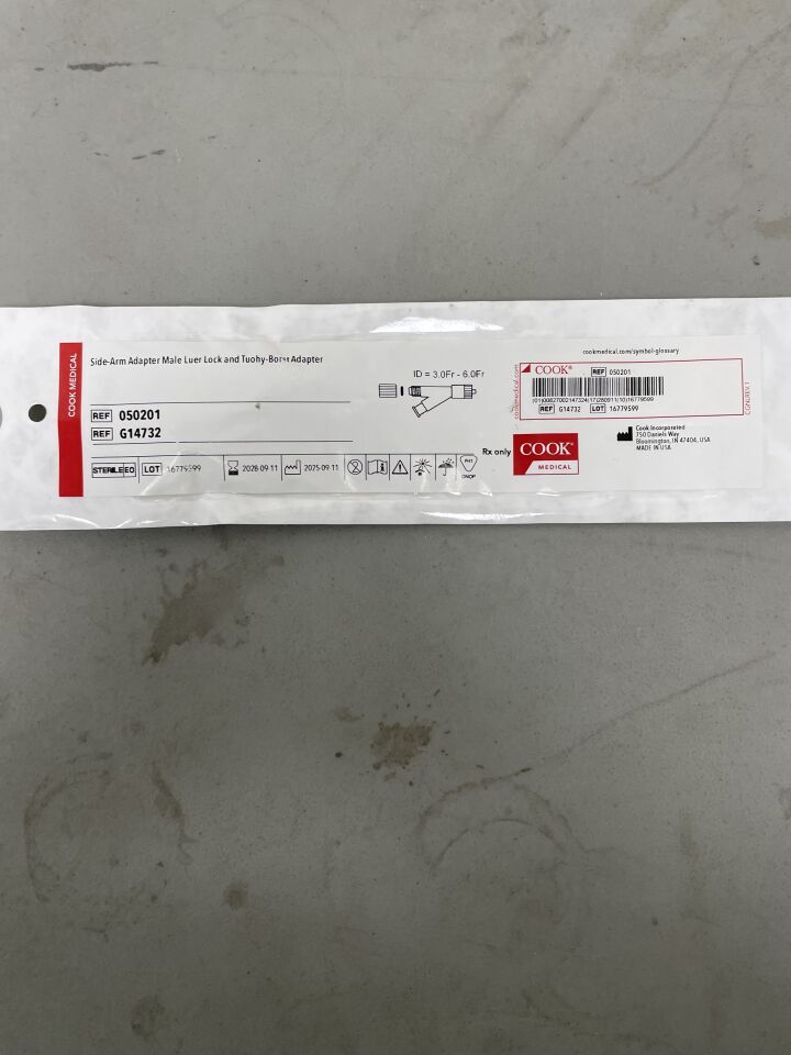 G14732 - COOK - Side-Arm Fitting 3F-6F - UOM EA - expiration 2028-09-11, (EA)