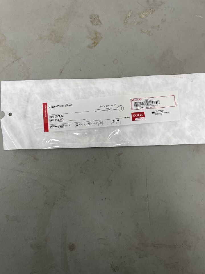 G17243 - COOK - Silicone Penrose Drain, 0.375" x 0.250" x 8.0" - UOM EA - expiration 2028-07-02, (EA)