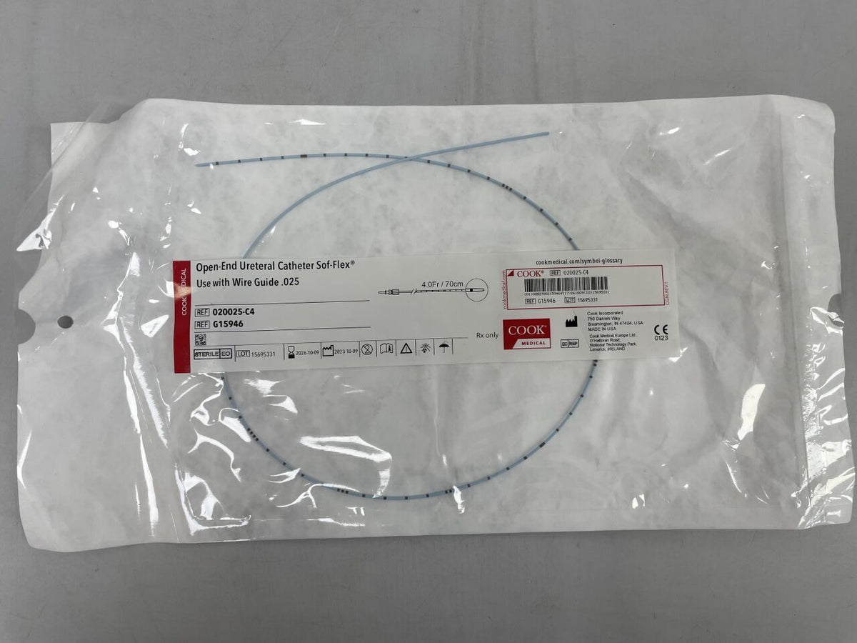 G15946 - COOK - OPEN-END URETERAL CATHETER SOF-FLEX 4F X 70CM, 0.025" - UOM EA - expiration 2026-10-09, (EA)