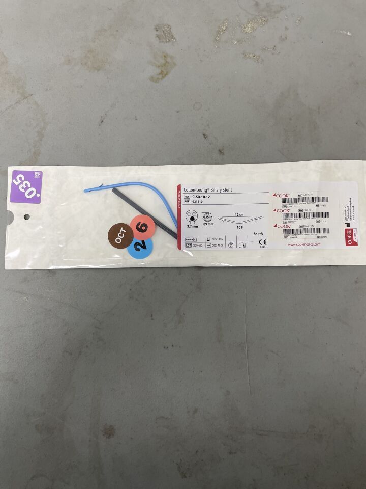 G21810 - COOK - Cotton-Leung Biliary Stent -10Fr x 12cm - UOM EA - expiration 2026-10-06, (EA)