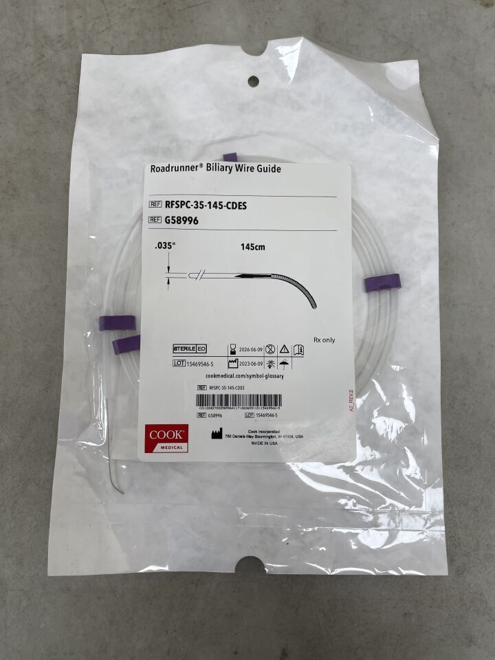 G58996 - COOK - Roadrunner Biliary Wire Guide - .035" x 145cm - UOM EA - expiration 2026-06-09, (EA)