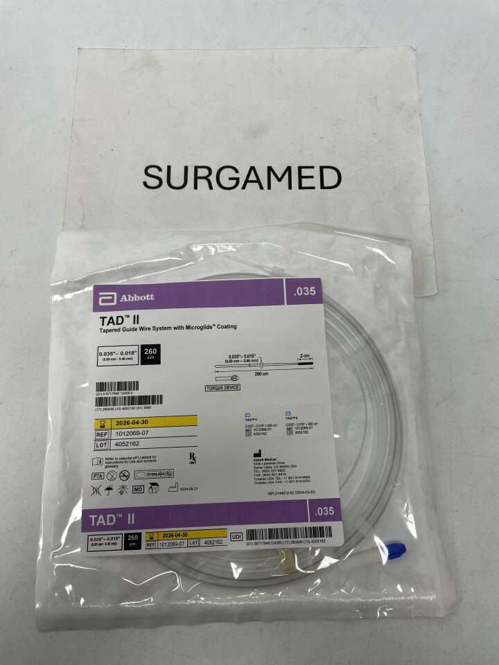 1012069-07 - ABBOTT - TAD II Tapered Guide Wire System with MICROGLIDE Coating - .035"-.018" x 260cm, (EA)