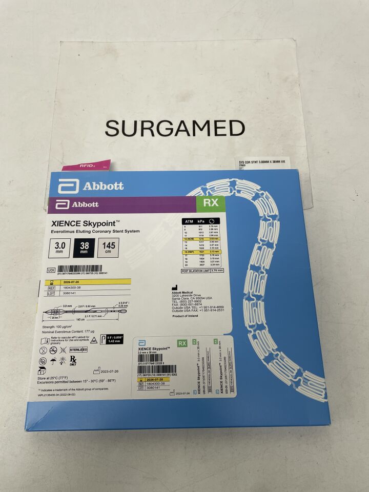 1804300-38 - ABBOTT - Xience Skypoint Everolimus Eluting Coronary Stent System - RX - 3.0mm x 38mm x 145cm, (BX)
