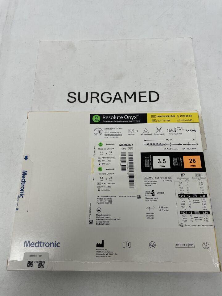 RONYX35026UX - MEDTRONIC - Resolute Onyx Zotarolimus-Eluting Coronary Stent System - RX - 3.5mm x 26mm, (BX)