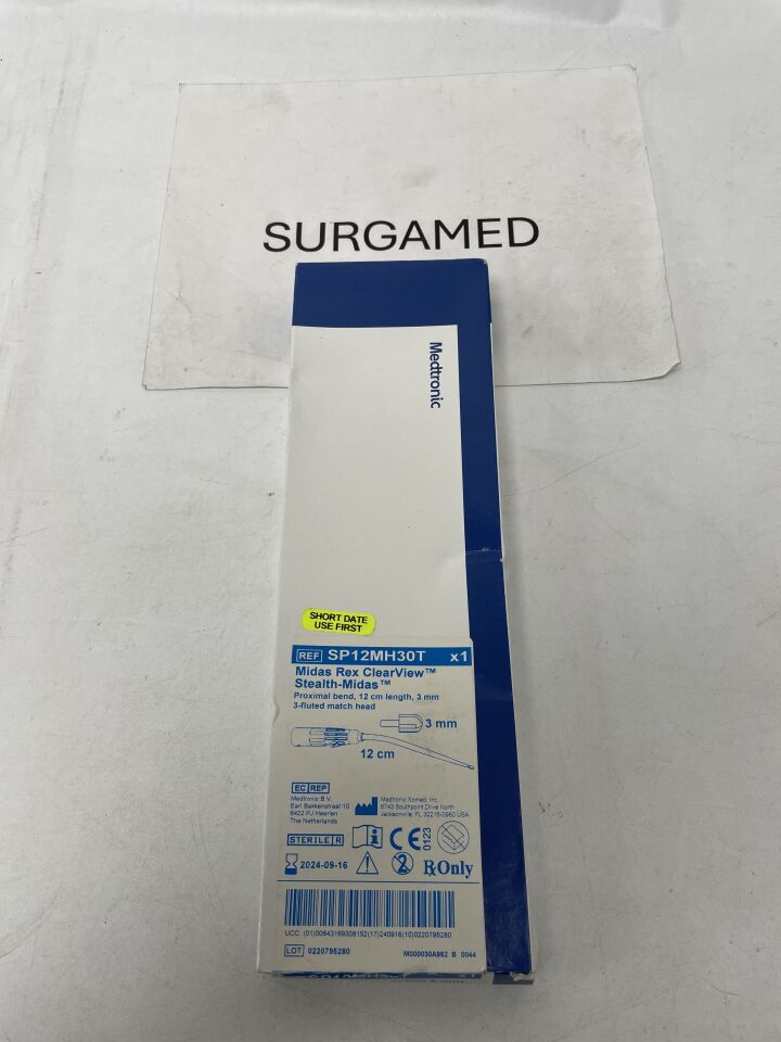 SP12MH30T - MEDTRONIC - Midas Rex ClearView Proximal Bend 3mm x 12cm, 3-Fluted Match Head, (BX)