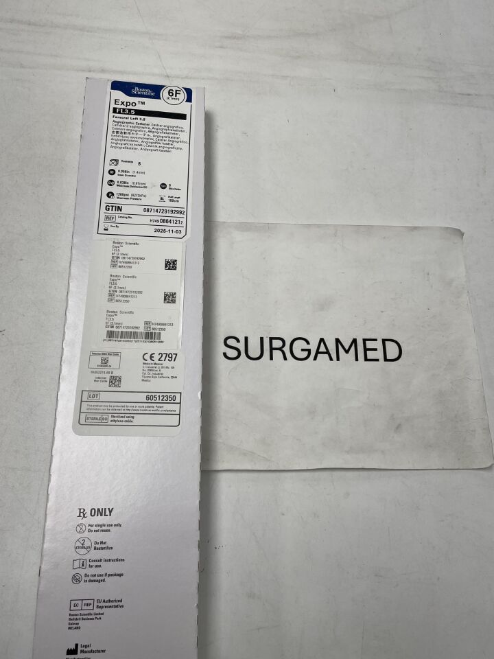 0864121 - BOSTON SCIENTIFIC - Expo Angiographic Catheter - FL3.5 - 6Fr x .056"/.038" x 100cm (L), (BX)