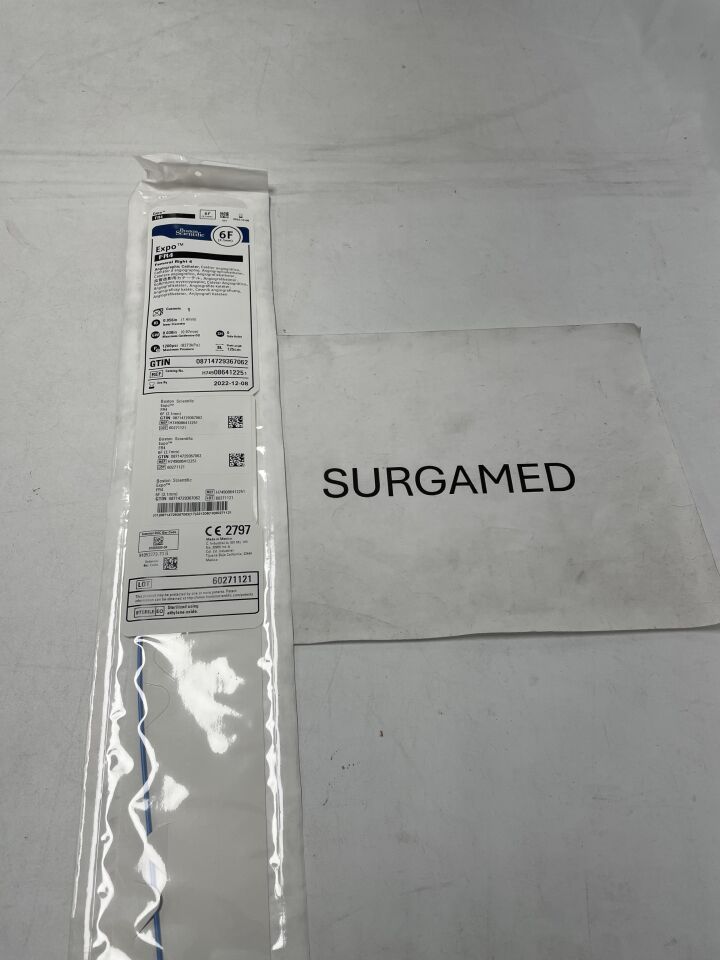 08641225 - BOSTON SCIENTIFIC - Expo Angiographic Catheter - FR4 - 6Fr x .056"/.038" x 125cm (L), (EA)