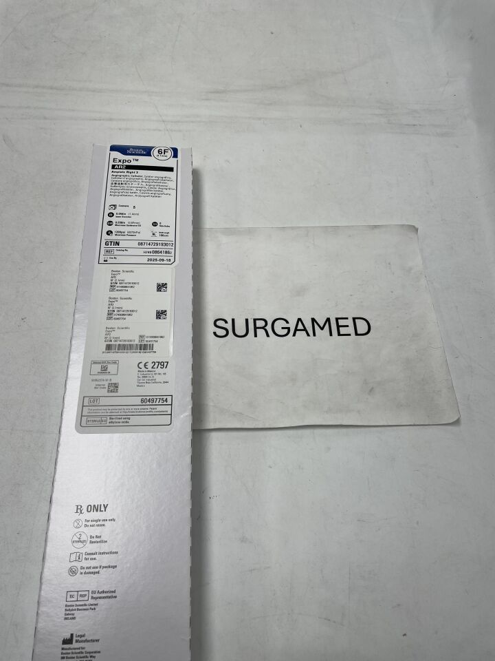 0864186 - BOSTON SCIENTIFIC - Expo Angiographic Catheter - AR2 - 6Fr x .056"/.038" x 100cm (L), (BX)