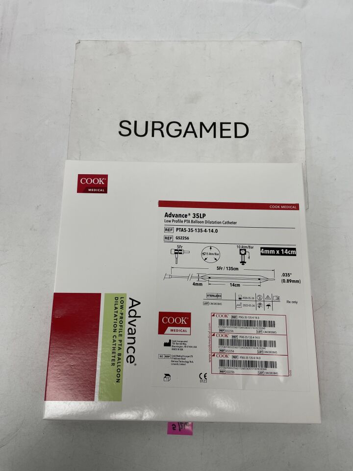 G52256 - COOK - Advance 35LP: Low Profile PTA Balloon Dilatation Catheter - 4mm x 14cm x 135cm, (BX)