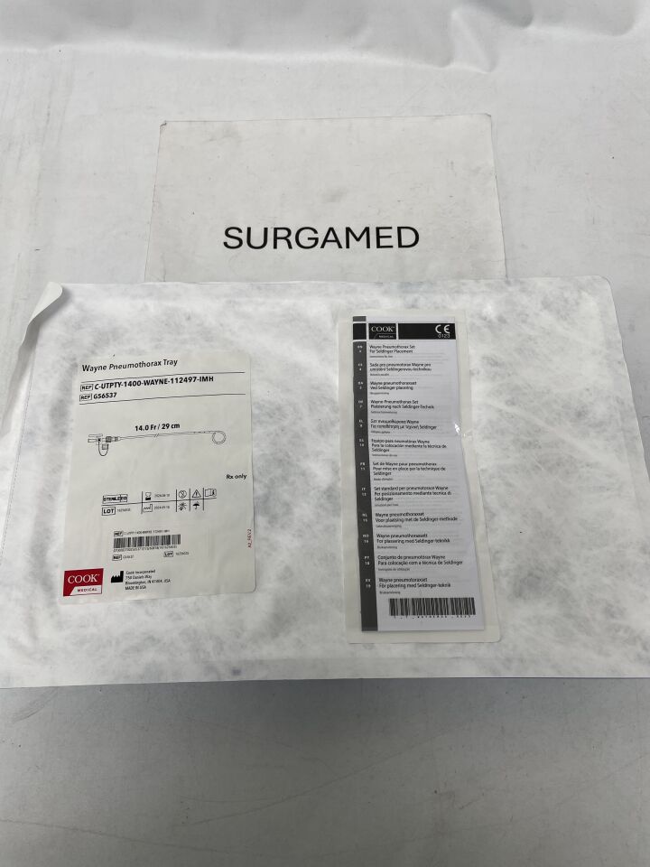 G56537 - COOK - Wayne Pneumothorax Tray - C-UTPTY-1400-WAYNE-112497-IMH - 14.0Fr x 29cm, (EA)