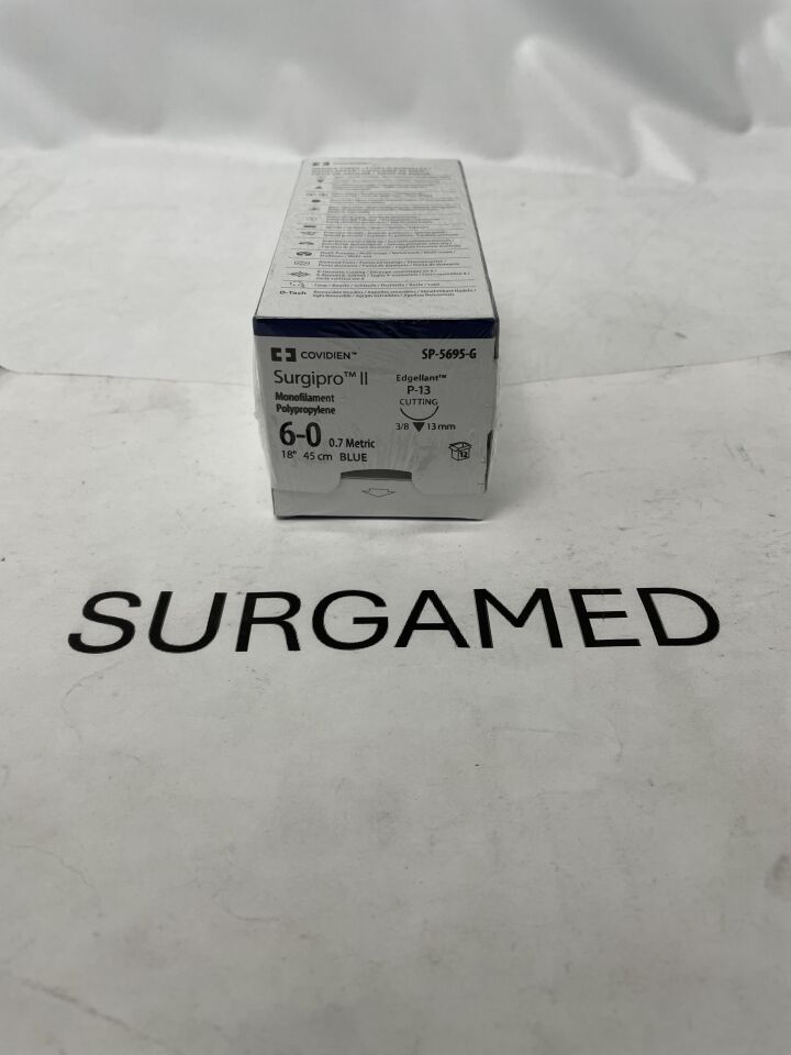 SP-5695-G - COVIDIEN - 6-0 Medtronic Surgipro blue 18" P-13 cutting - Monofilament, Non-Absorbable, Polypropylene, Suture, Synthetic, (BX)
