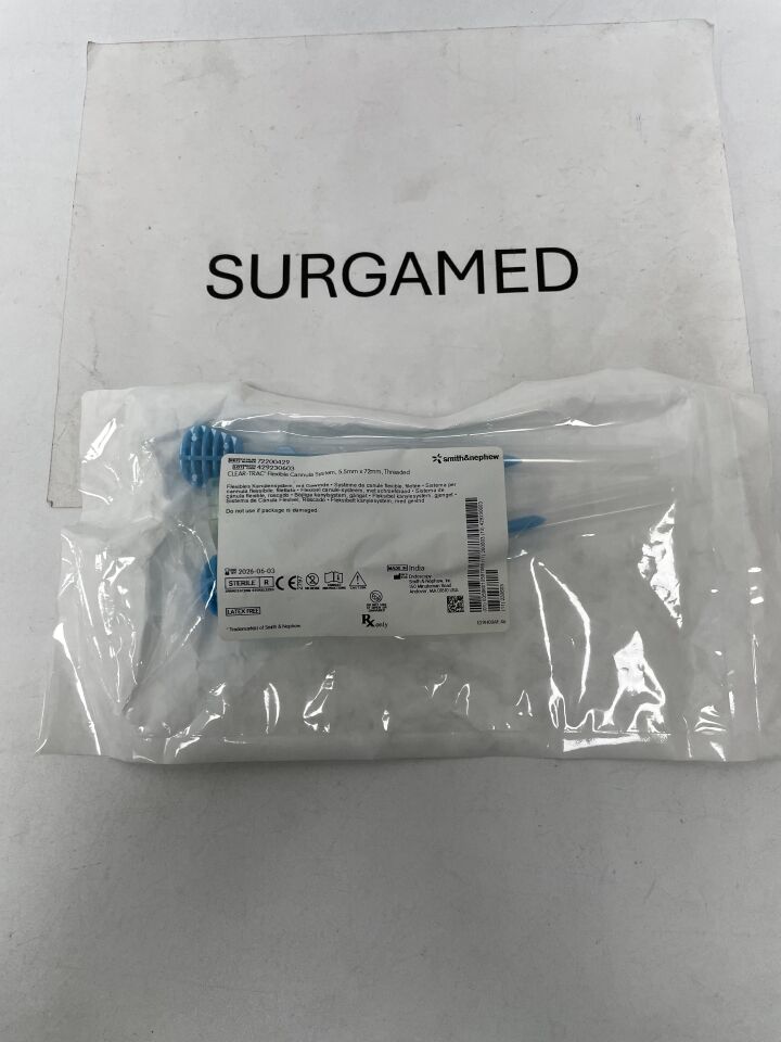 72200429 - SMITH & NEPHEW - Clear-Trac Flexible Threaded Cannula with Obturator: 5.5mm x 72mm, (EA)