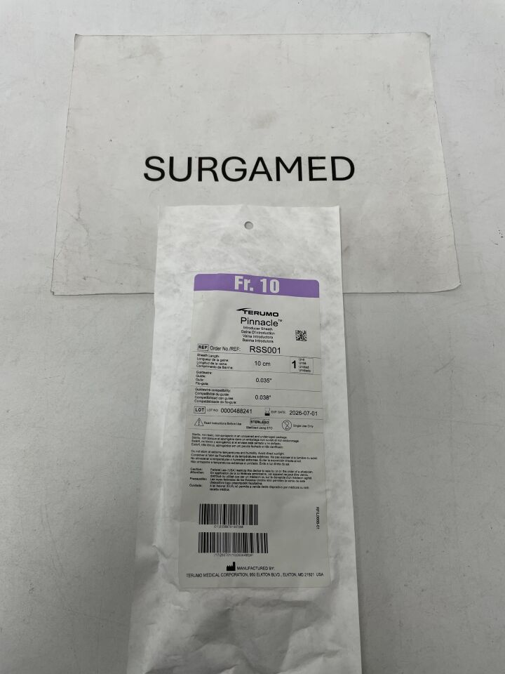 RSS001 - TERUMO - Pinnacle Introducer Sheath - 10Fr x 10cm x .038", (EA)