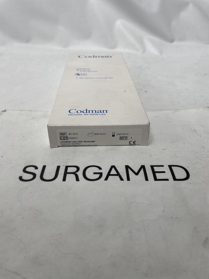 82-1615 - CODMAN - Holter Rickham Ventriculostomy Reservoir Set, 11mm Cap w/Plastic Base, Plastic Plug, 15cm Ventricular Catheter, SS Stylet, (BX)