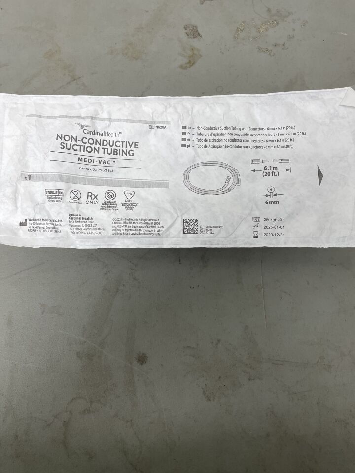 N620A - CARDINAL HEALTH - Non-Conductive Suction Tubing, 20FT, (EA)
