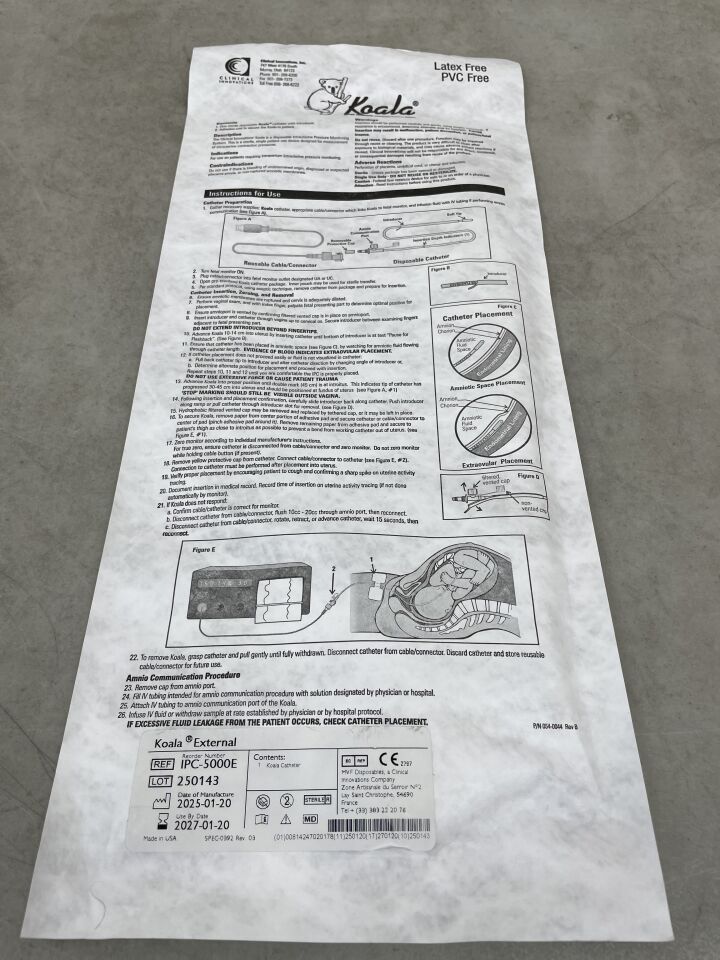 IPC-5000E - CLINICAL INNOVATIONS - Koala Intrauterine Pressure Catheter, (EA)