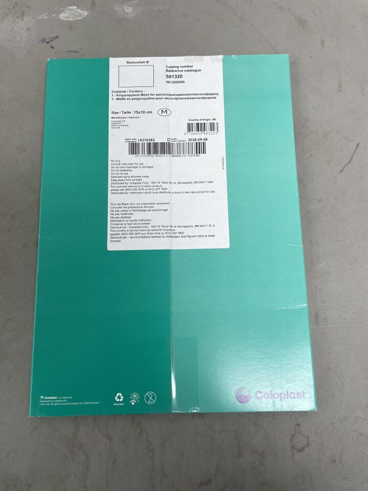 501320 - COLOPLAST - Restorelle M Mesh, Polypropylene, 15cm x 10cm, (BX/1)