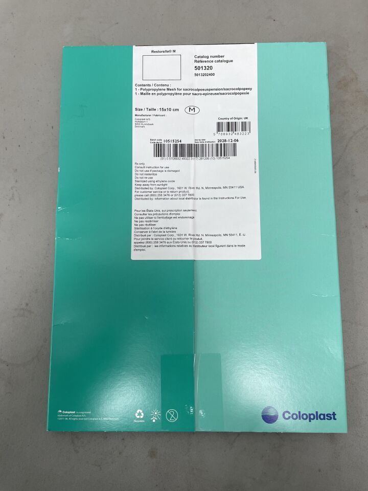 501320 - COLOPLAST - Restorelle M Mesh, Polypropylene, 15cm x 10cm, (BX/1)