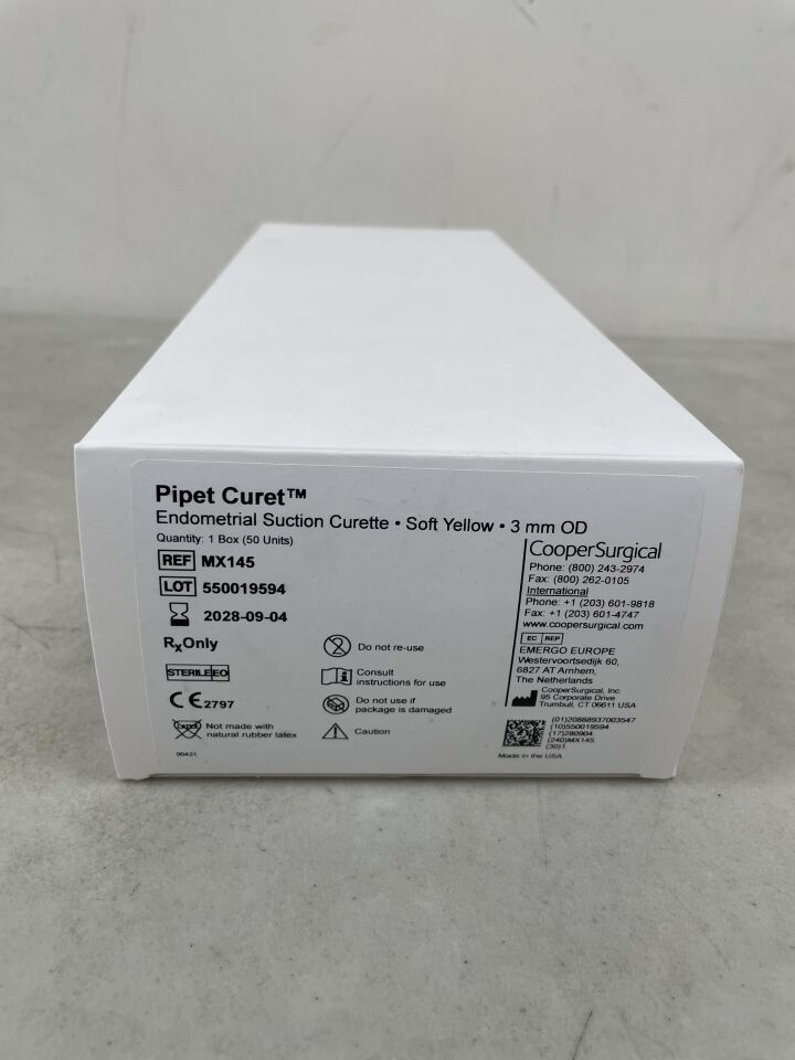 MX145 - COOPER SURGICAL - PIPET CURET ENDOMETRIAL SUCTION CURETTE, 3mm OD, SOFT YELLOW, (BX/50)