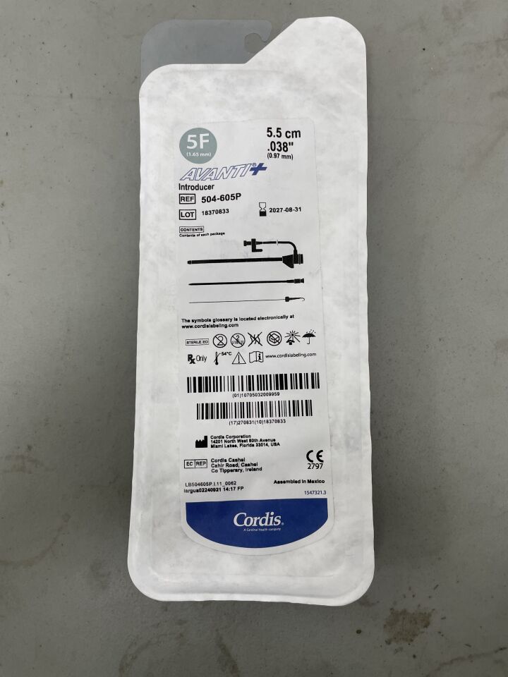 504-605P - CORDIS - Avanti+ Introducer, 5F X 5.5cm�, (EA)
