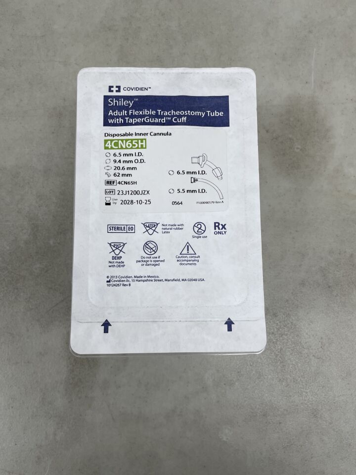 4CN65H - COVIDIEN - Shiley Flexible Tracheostomy Tube w/TaperGuard Cuff, DIC 6.5mm, (EA)