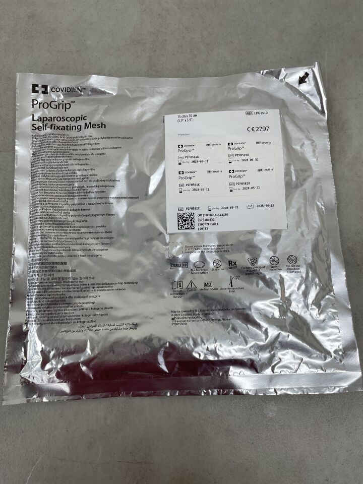 LPG1510 - COVIDIEN - ProGrip Monofilament Polyester Mesh with Polylactic Acid Grips and Collagen Film, 15 x 10 cm, (EA)