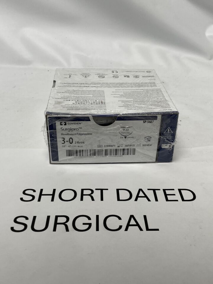 SP-5687 - COVIDIEN - Surgipro blue 18" P-12 cutting - Monofilament, Non-Absorbable, Polypropylene, Suture, Synthetic, (BX/36)