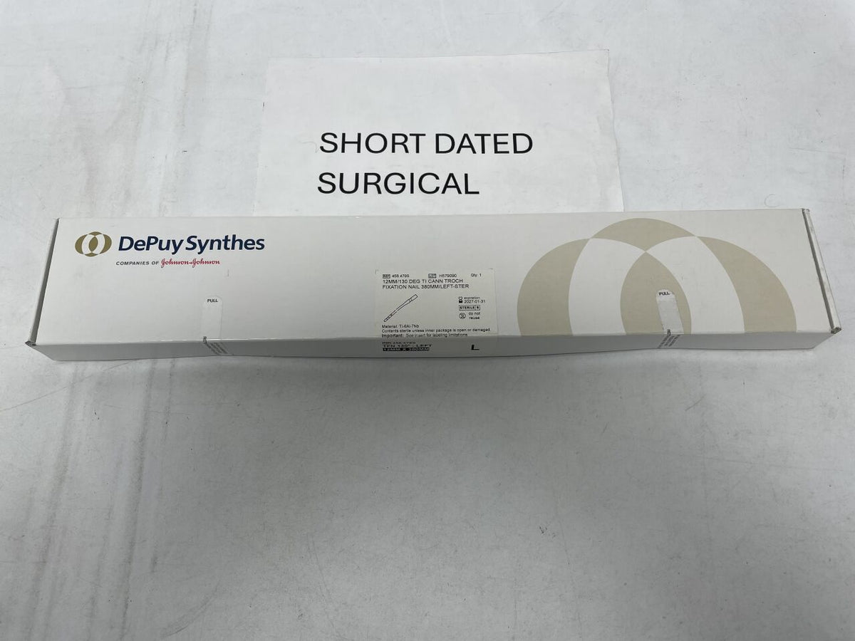 456.479S - DEPUY SYNTHES - Titanium Alloy Left Cannulated Trochanteric Fixation Nail, 12 dia. x 380 mm Length, 130 Degree Angle, Sterile, (BX)