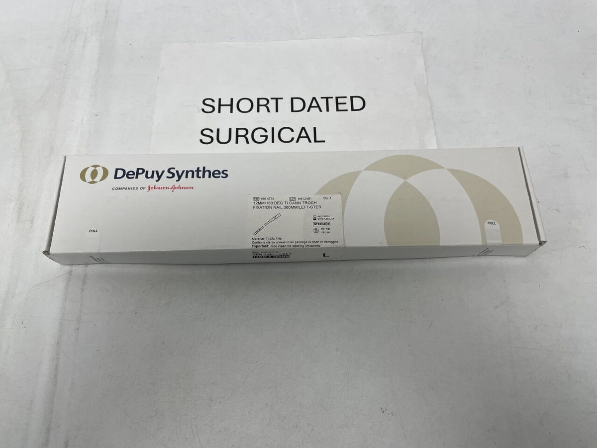 456.477S - DEPUY SYNTHES - Titanium Alloy Left Cannulated Trochanteric Fixation Nail, 12 dia. x 360 mm Length, 130 Degree Angle, Sterile, (BX)