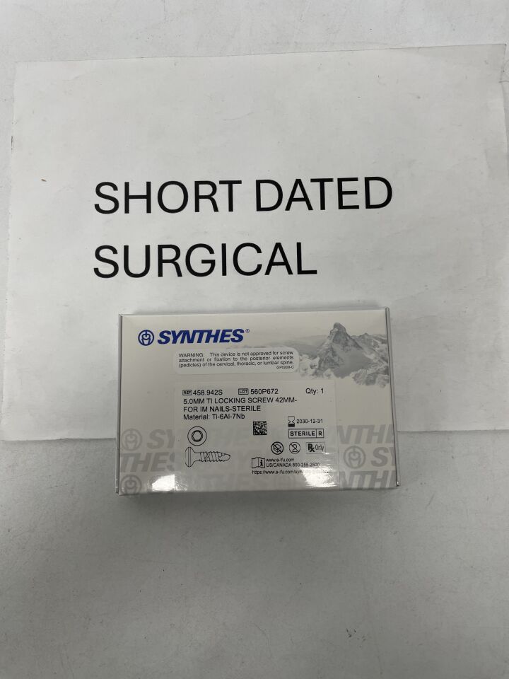 458.942S - DEPUY SYNTHES - Titanium Locking Screw with Hexagonal Recess, 5 dia. x 42 mm Length, Sterile, (BX)