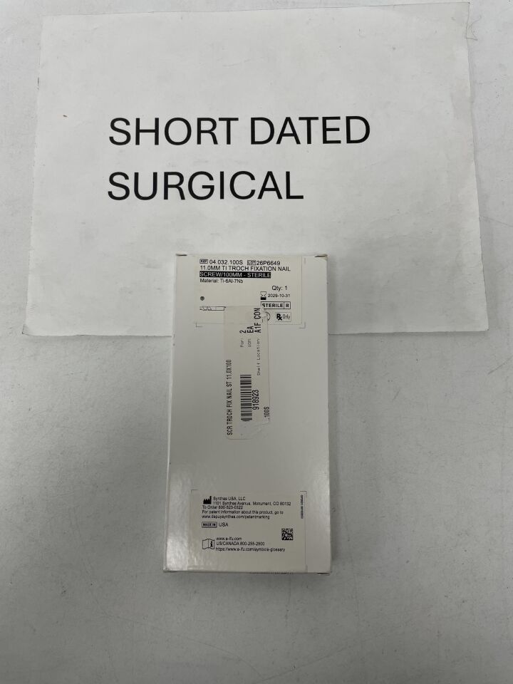 04.032.100S - DEPUY SYNTHES - Titanium Trochanteric Fixation Nail Screw, 11 dia. x 100 mm Length, Sterile, (BX)