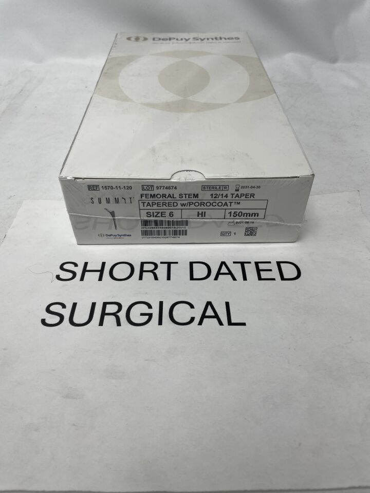 1570-11-120 - DEPUY SYNTHES - Femoral Stem Tapered with Porocoat, Size 6, 150mm, (BX)