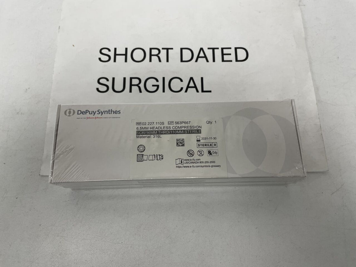 02.227.110S - DEPUY SYNTHES - 6.5MM Headless Compression SCR/16MM THRD/110MM-STERILE, (BX)