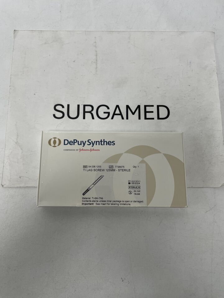 04.038.125S - DEPUY SYNTHES - Titanium Lag Screw, Sterile - 125mm, (BX)