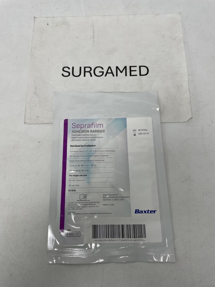 4301-02 - BAXTER - Genzyme Seprafilm Adhesion Barrier: 5" x 6", (EA)